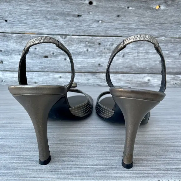 Salvatore Ferragamo Bronze Magnolia Slingback Heels Sandals