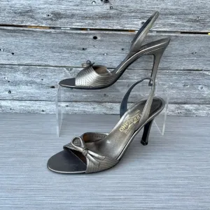 Salvatore Ferragamo Bronze Magnolia Slingback Heels Sandals