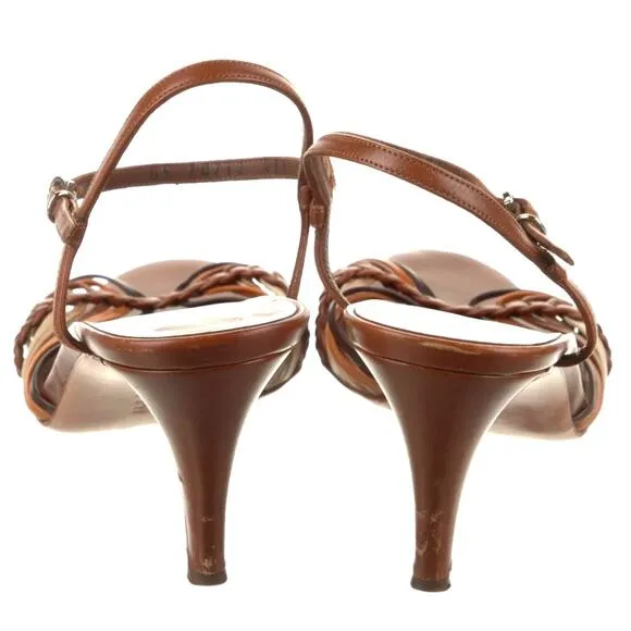 Salvatore Ferragamo Brown Leather Boho Ankle Strap Sandals Size 7.5