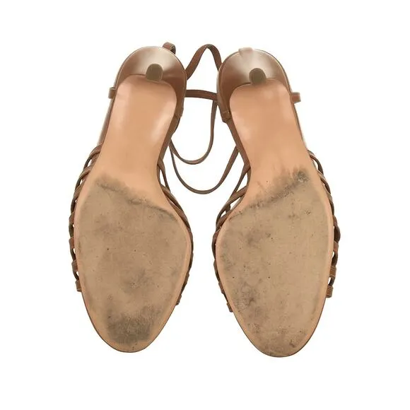 Salvatore Ferragamo Brown Leather Boho Ankle Strap Sandals Size 7.5