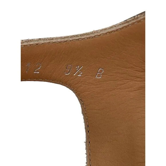 Salvatore Ferragamo Brown Patent Leather Cork Wedge Sandals Adjustable 9.5