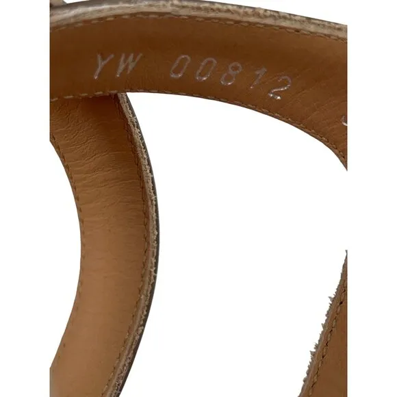 Salvatore Ferragamo Brown Patent Leather Cork Wedge Sandals Adjustable 9.5