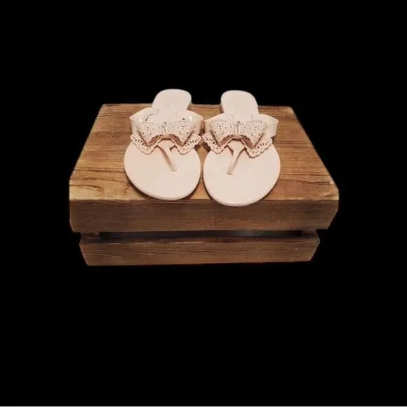 Salvatore Ferragamo Pandy Jelly Thong Pink Sandal with Lace Bow