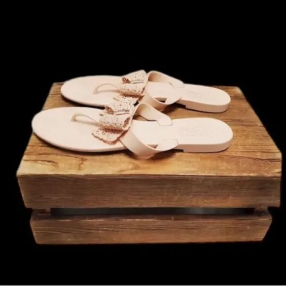 Salvatore Ferragamo Pandy Jelly Thong Pink Sandal with Lace Bow