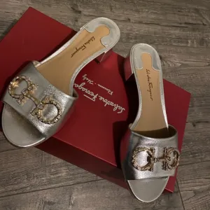 Salvatore Ferragamo Silver Sandals