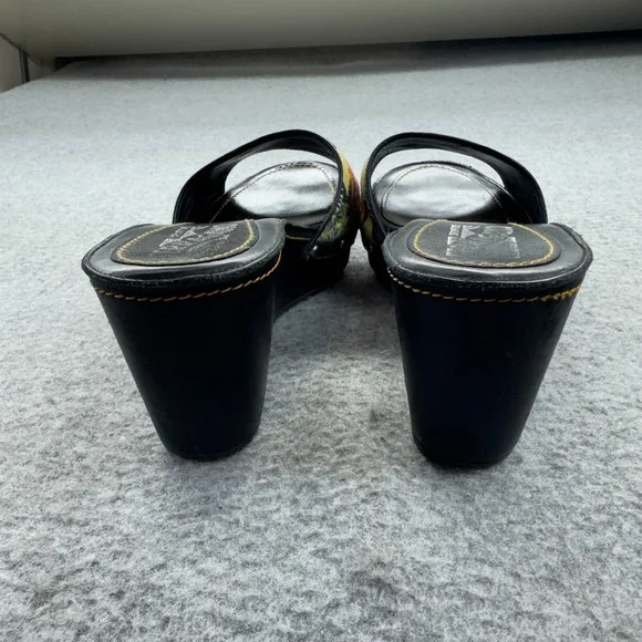 Salvatore Ferragamo Slide Sandals Women 8.5C Floral Print Black Italy PG1063