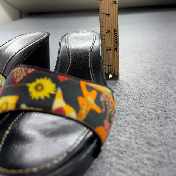 Salvatore Ferragamo Slide Sandals Women 8.5C Floral Print Black Italy PG1063