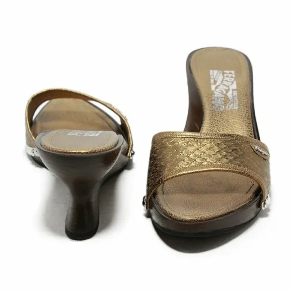Salvatore Ferragamo whip snake F wedge sandals