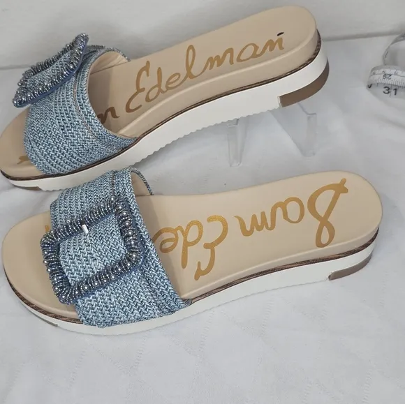 Sam Edelman Ariane Beaded-Buckle Platform Sandals, Women's Size 9