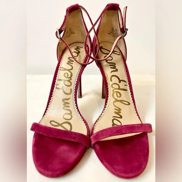 Sam Edelman Ariella Ankle Strap Suede Sandal in Pomegranate Pink Size 10.5