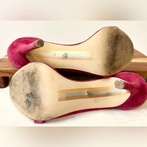 Sam Edelman Ariella Ankle Strap Suede Sandal in Pomegranate Pink Size 10.5