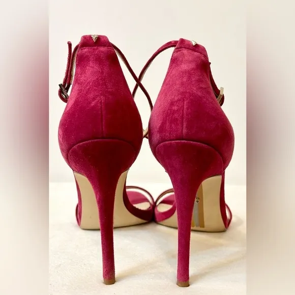 Sam Edelman Ariella Ankle Strap Suede Sandal in Pomegranate Pink Size 10.5