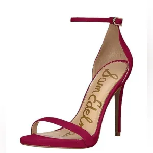 Sam Edelman Ariella Ankle Strap Suede Sandal in Pomegranate Pink Size 10.5