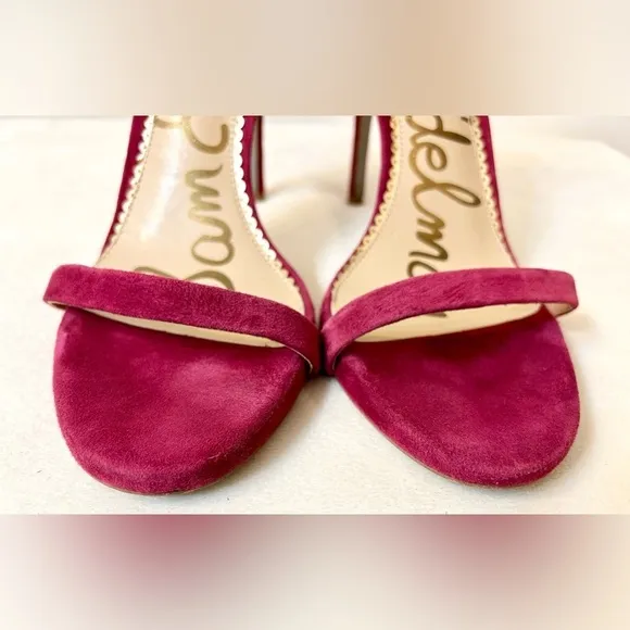 Sam Edelman Ariella Ankle Strap Suede Sandal in Pomegranate Pink Size 10.5