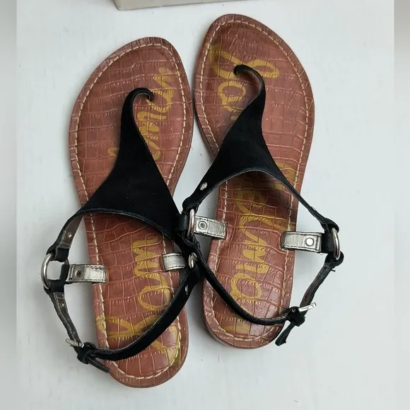 Sam Edelman Black Sandals with Adjustable Ankle Strap and Contoured Footbed 9M