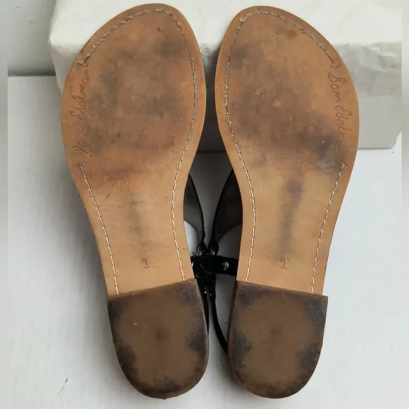 Sam Edelman Black Sandals with Adjustable Ankle Strap and Contoured Footbed 9M