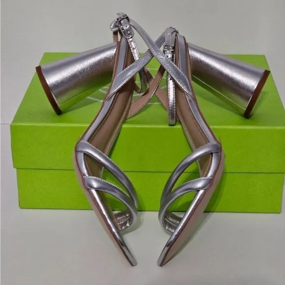 Sam Edelman, Genuine leather strappy silver sandals. NIB- Size 8