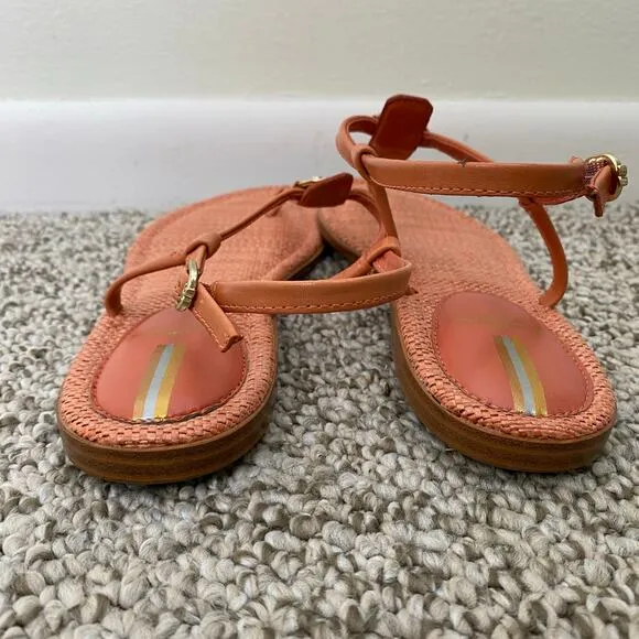 Sam Edelman Gigi Sandals Size 9.5 Terracotta Coral Signet Flat Casual Leather