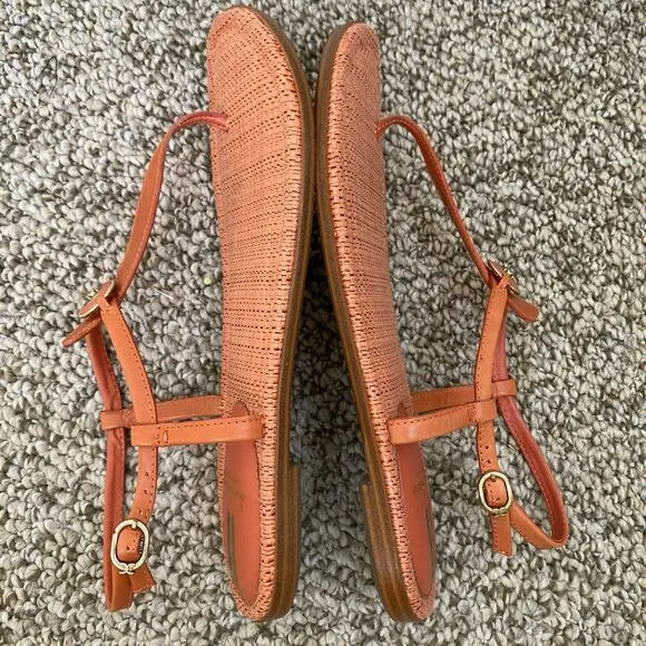 Sam Edelman Gigi Sandals Size 9.5 Terracotta Coral Signet Flat Casual Leather