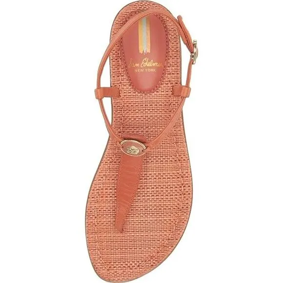Sam Edelman Gigi Sandals Size 9.5 Terracotta Coral Signet Flat Casual Leather