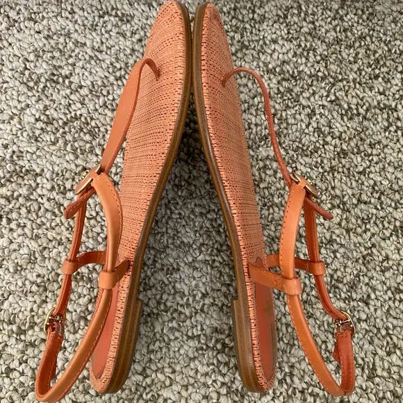 Sam Edelman Gigi Sandals Size 9.5 Terracotta Coral Signet Flat Casual Leather