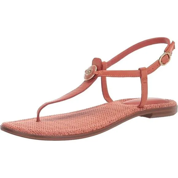 Sam Edelman Gigi Sandals Size 9.5 Terracotta Coral Signet Flat Casual Leather