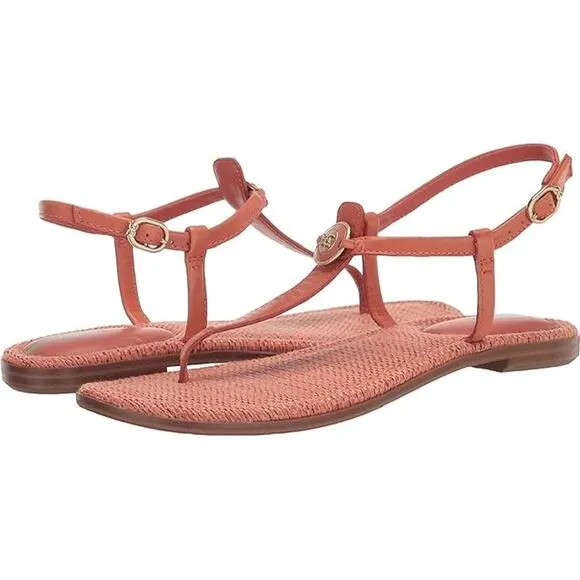 Sam Edelman Gigi Sandals Size 9.5 Terracotta Coral Signet Flat Casual Leather