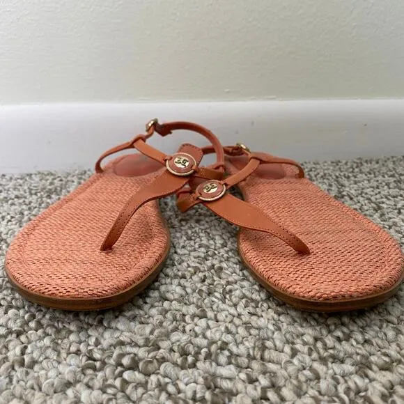 Sam Edelman Gigi Sandals Size 9.5 Terracotta Coral Signet Flat Casual Leather