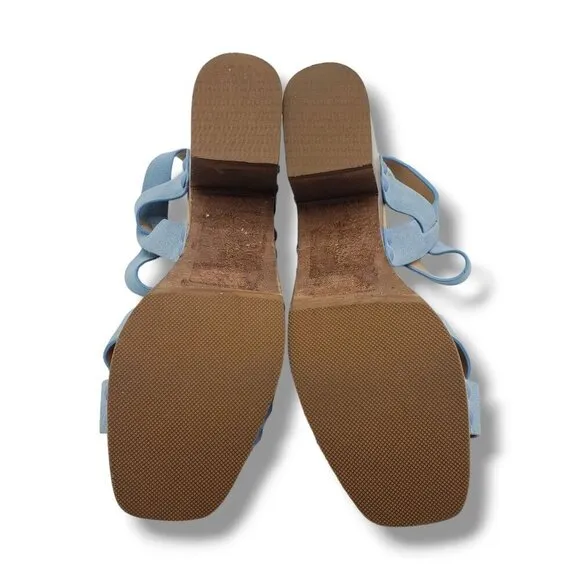 Sam Edelman Josefine Platform Wedge Sandals Womens 9.5 Blue Suede Slingback