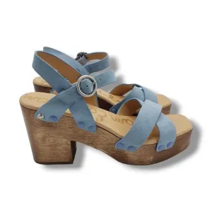 Sam Edelman Josefine Platform Wedge Sandals Womens 9.5 Blue Suede Slingback