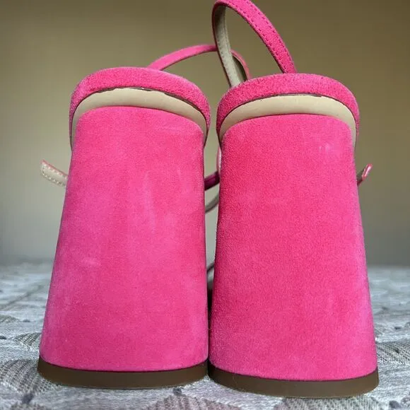 Sam Edelman Kit Dahlia Pink Strappy Sandal Women’s 11 Block Heel Barbie Wicked