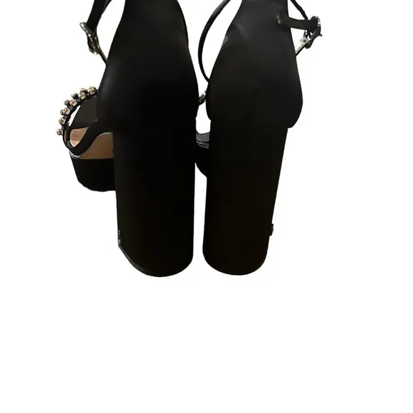 ✅Sam Edelman Ninette Crystal Accented Black Satin High Heel Platform