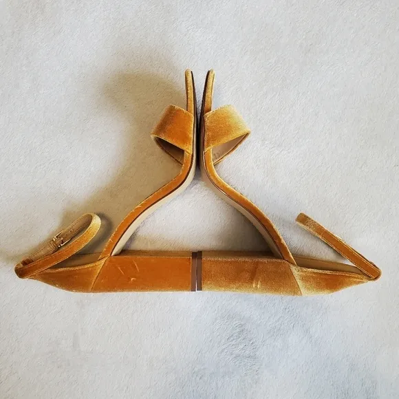 Sam Edelman Revolve Yaro Mustard Yellow Velvet Block Heel Sandals