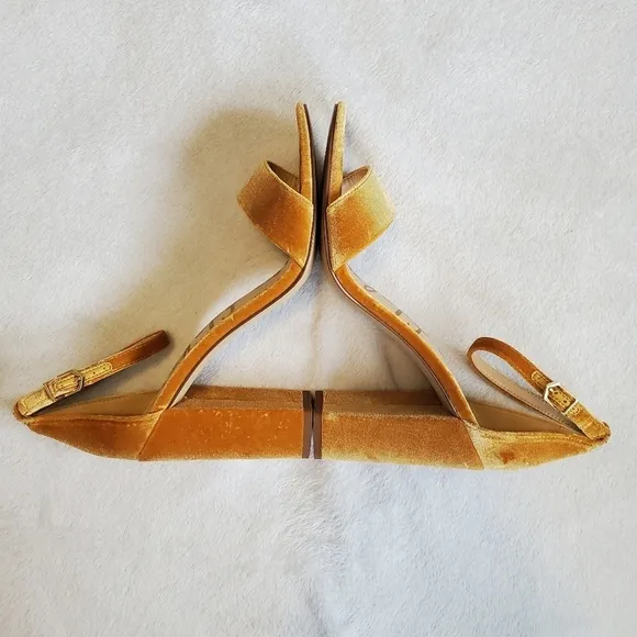 Sam Edelman Revolve Yaro Mustard Yellow Velvet Block Heel Sandals