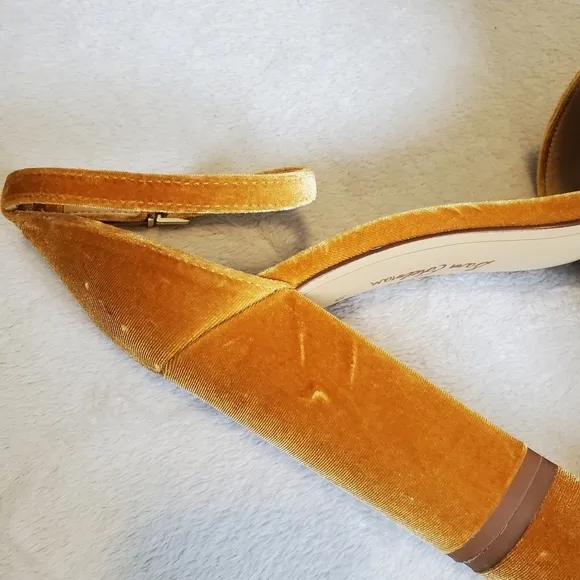 Sam Edelman Revolve Yaro Mustard Yellow Velvet Block Heel Sandals