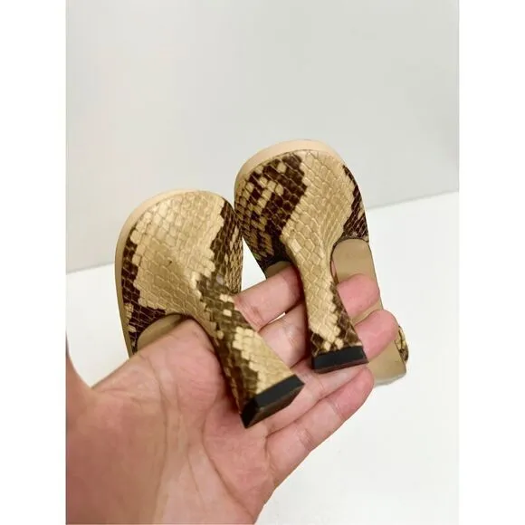 Sam Edelman Sandals Womens Size 7 Leather Animal Print Slip On Kitten Heels