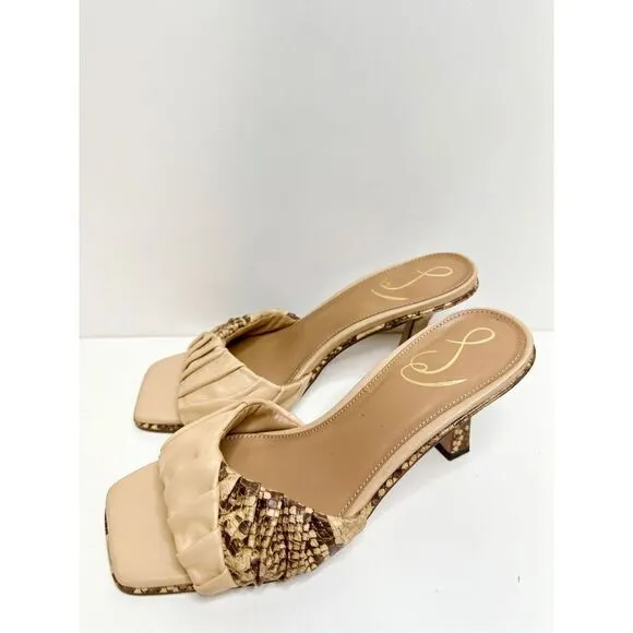 Sam Edelman Sandals Womens Size 7 Leather Animal Print Slip On Kitten Heels