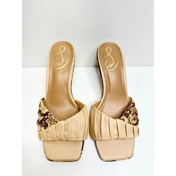 Sam Edelman Sandals Womens Size 7 Leather Animal Print Slip On Kitten Heels