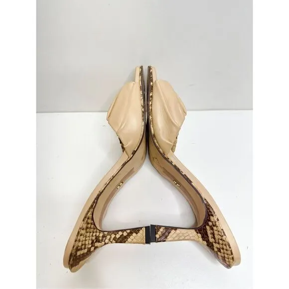 Sam Edelman Sandals Womens Size 7 Leather Animal Print Slip On Kitten Heels