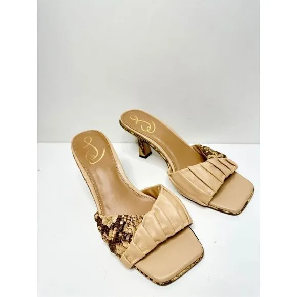Sam Edelman Sandals Womens Size 7 Leather Animal Print Slip On Kitten Heels