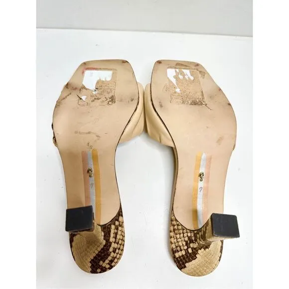 Sam Edelman Sandals Womens Size 7 Leather Animal Print Slip On Kitten Heels