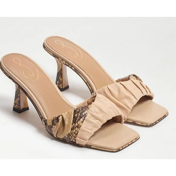 Sam Edelman Sandals Womens Size 7 Leather Animal Print Slip On Kitten Heels