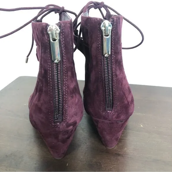 Sam Edelman Santina Wine Suede Lace Up Gladiator Wedge Sandals Size 8.5M
