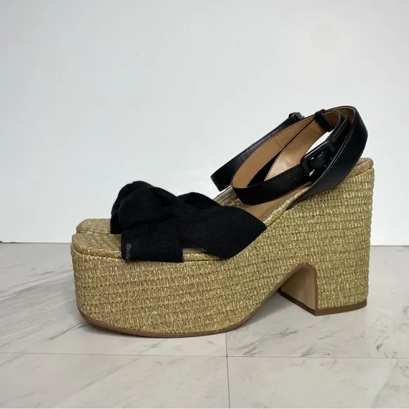 Sam Edelman Theresa Espadrille Platform Square Toe Heeled Sandal 9 1/2 M