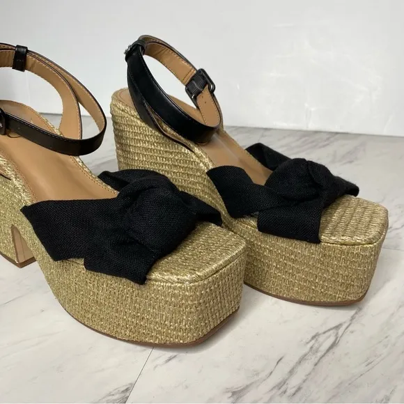 Sam Edelman Theresa Espadrille Platform Square Toe Heeled Sandal 9 1/2 M