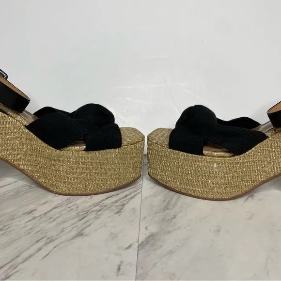 Sam Edelman Theresa Espadrille Platform Square Toe Heeled Sandal 9 1/2 M