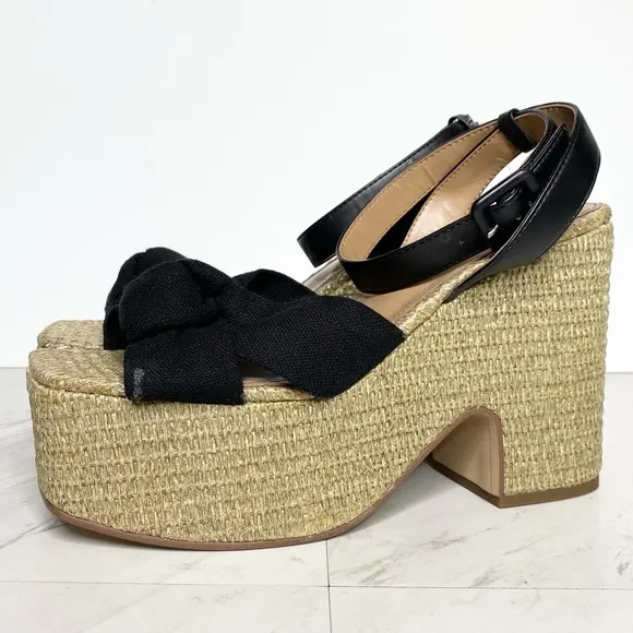 Sam Edelman Theresa Espadrille Platform Square Toe Heeled Sandal 9 1/2 M