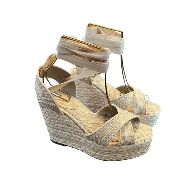 Sam Edelman Vaughn Ankle-Tie Espadrille Platform Wedge Sandals NEW Size 9