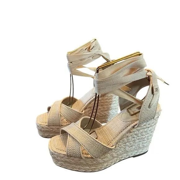 Sam Edelman Vaughn Ankle-Tie Espadrille Platform Wedge Sandals NEW Size 9