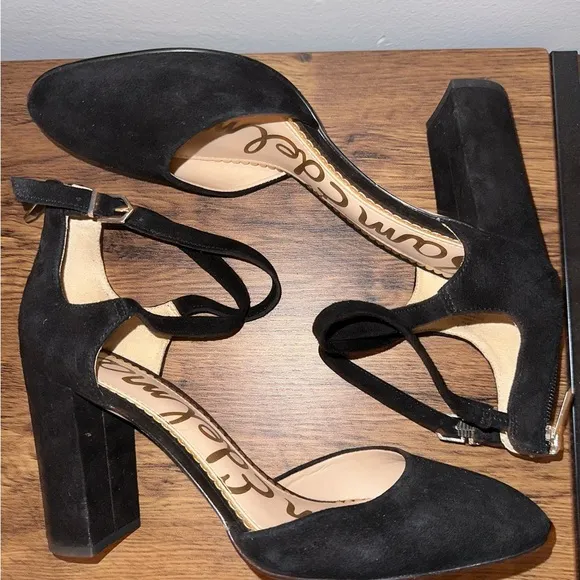 Sam Edelman Woman Simmons Black Suede Leather Strap Sandals